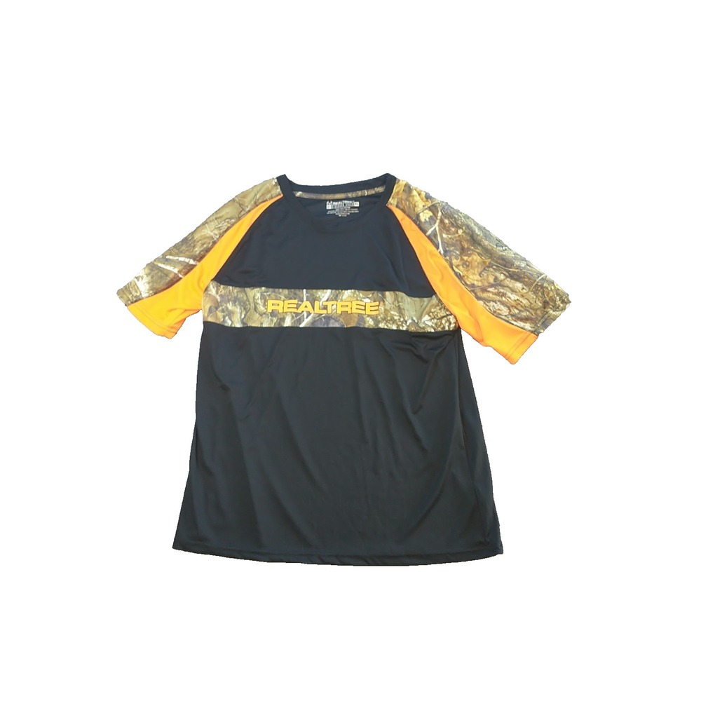 Realtree Mens XL Black Orange Camo Performance T-Shirt Staghorn Creek Hunting T